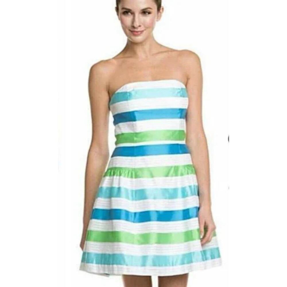 Lilly Pulitzer ‘Jordon’ White Corded Silk Organza Striped Dress Size 8